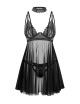 Maïa babydoll et String - Noire Obsessive 