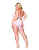 Babydoll et string grande taille en résille et dentelle blanche - DG13314WHT Dreamgirl 