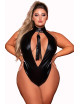 Body en simili cuir grande taille, extensible avec col clouté et fouet - DG12450XBLK Dreamgirl 