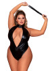 Body en simili cuir grande taille, extensible avec col clouté et fouet - DG12450XBLK Dreamgirl 