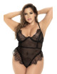 Body noir grande taille en résille et dentelle - MAL8707XBLK Mapalé 