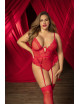 Body rouge grande taille avec porte jarretelles - MAL8724XRED Mapalé 