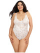 Body string grande taille blanc échancré dentelle avec jupe de maille transparente amovible - DG10996XWHT Dreamgirl 