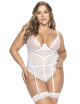 Body string grande taille ouvert à l'entrejambe, en dentelle blanche - MAL8674XWHT Mapalé 