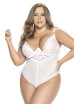 Body string grande taille ouvert à l'entrejambe, en dentelle blanche - MAL8674XWHT Mapalé 