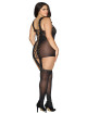 Bodystocking grande taille dentelle effet guêpières large décolleté et bas sexy - DG0144XBLK Dreamgirl 