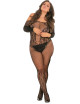 Bodystocking grande taille effet body ouvert à l'entre-jambes et sur les fesses - REN7065X-BLK René Rofé 