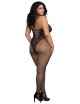 Bodystocking Grande taille résille dans un style Body avec magnifique décolleté à lanières - DG0326XBLK Dreamgirl 