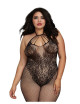 Bodystocking Grande taille résille dans un style Body avec magnifique décolleté à lanières - DG0326XBLK Dreamgirl 