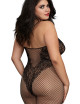 Bodystocking Grande taille résille dans un style Body avec magnifique décolleté à lanières - DG0326XBLK Dreamgirl 