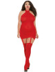 Bodystocking rouge grande taille effet guêpière avec dentelle - DG0035XRED Dreamgirl 