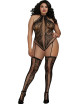 Combinaison Grande Taille dans un style Body string en dentelle avec des détails croisés - DG0329XBLK Dreamgirl 