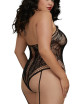 Combinaison Grande Taille dans un style Body string en dentelle avec des détails croisés - DG0329XBLK Dreamgirl 