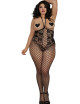 Combinaison grande taille style body dentelle et jambes larges résilles - DG0268XBLK Dreamgirl 