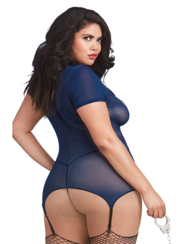 Costume sexy grande taille de policière en fine résille et menottes - DG11855XCOS Dreamgirl 