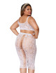 Ensemble 2 pièces grande taille, brassière résille fantaisie et jupe longue assorti - DG12921XWHT Dreamgirl 