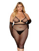 Ensemble 2 pièces grande taille, soutien gorge et jupe longue transparente noir - DG12770XBLK Dreamgirl 