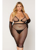 Ensemble 2 pièces grande taille, soutien gorge et jupe longue transparente noir - DG12770XBLK Dreamgirl 