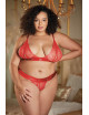 Ensemble 2 pièces rouge grande taille avec soutien gorge fendu et string ouvert STARR - 12-7002XR Allure 