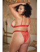 Ensemble 2 pièces rouge grande taille avec soutien gorge fendu et string ouvert STARR - 12-7002XR Allure 