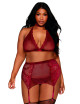 Ensemble 4 pièces grande taille soutien gorge, tour de cou, string et porte jarretelles rouge - DG11776XGAR Dreamgirl 