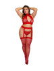 Ensemble résille grande taille, rouge 3 pièces - DG0375XRED Dreamgirl 