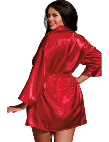 Nuisette grande taille rouge avec peignoir satinés - DG3717XRED Dreamgirl 