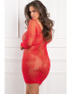 Nuisette grande taille rouge fine résille manches longues - REN7067X-RED René Rofé 