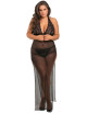 Nuisette longue grande taille fendue transparente - REN51004X-BLK René Rofé 