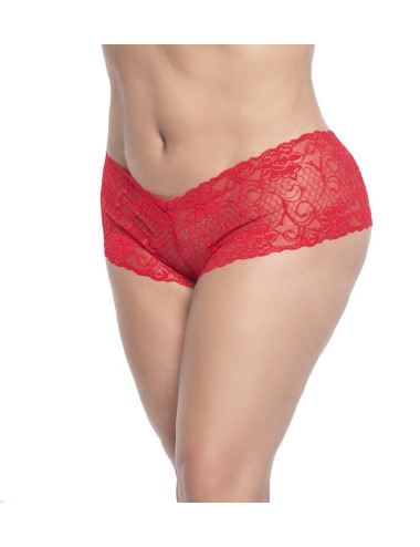 Shorty en dentelle rouge grande taille - MAL90XRED Mapalé 