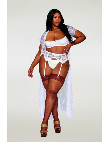 Soutien-gorge, grande taille, Demi-seins à armatures en dentelle blanche - DG13252XWHT Dreamgirl 