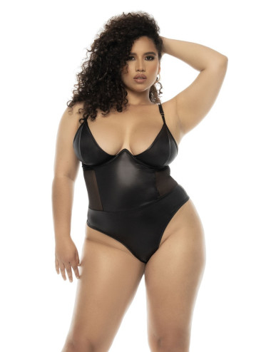 Bodystring Bibi grande taille en wetlook noir Mapalé 