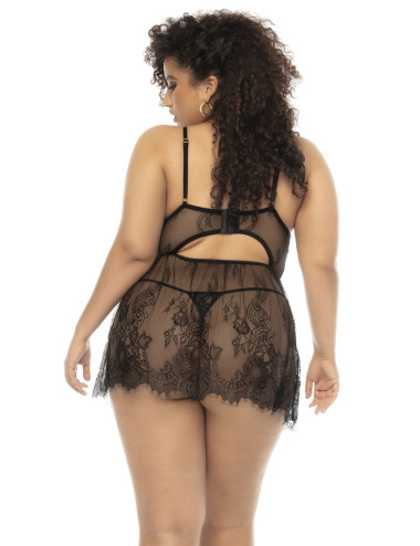 Nuisette noir Selma grande taille en dentelle Mapalé 