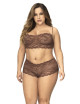 Ensemble 2 pièces en dentelle grande taille couleur cacao Mapalé 