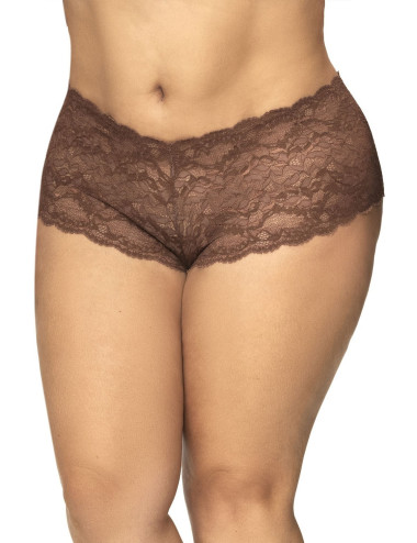 Shorty grande taille en dentelle couleur cacao Mapalé 