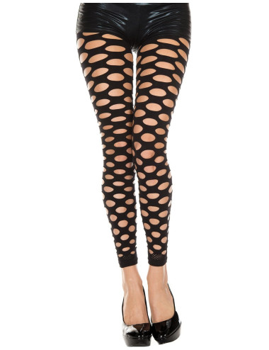 Legging noir sexy ajouré effet déchiré - MH35158BLK