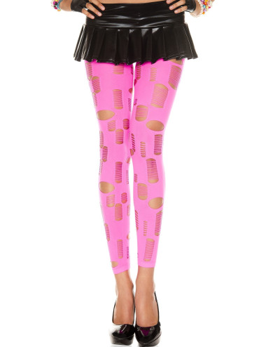 Legging rose fluo ajouré petits et grands trous - MH35472NEP Music Legs 