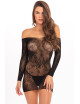 Mini robe noir manche longue transparente - REN7083BLK René Rofé 