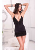 Mini robe tour de cou, encolure en V, finition frange bas de robe - ML56622BLK Music Legs 