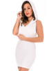 Robe blanche sensuelle avec capuche et bandeau poitrine Adriana - LDP2WHT Be lily 