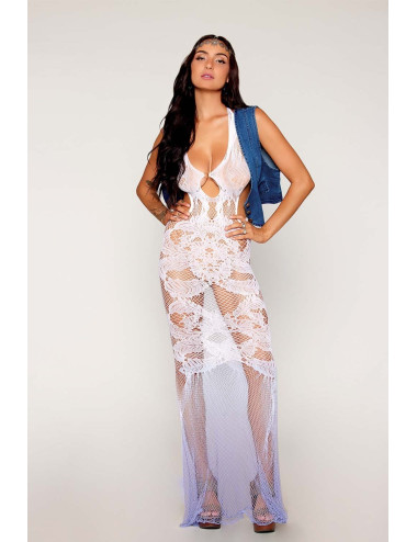 Robe bodystocking blanche sans couture avec motif - Iara