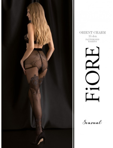 Orient charm Collants 15 DEN - Noir Fiore 