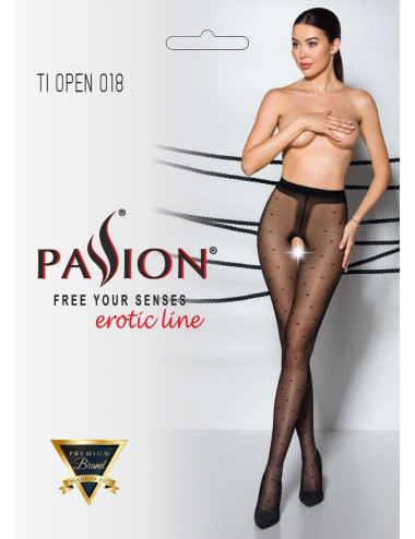 TIOPEN 018 Collants ouverts 20 den - Noir