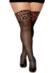 Bas noir grande taille avec jarretières leopard - DG0432XLEB Dreamgirl 