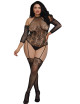 Bodystocking grande taille résille effet bas jarretelles - DG0310XBLK Dreamgirl 