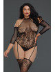 Bodystocking grande taille résille effet bas jarretelles - DG0310XBLK Dreamgirl 