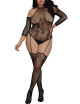 Bodystocking grande taille résille effet bas jarretelles - DG0310XBLK Dreamgirl 