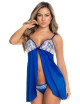 Babydoll et string bleu - MAL7563FABL Mapalé 