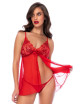 Babydoll rouge et string assorti - MAL7559RD Mapalé 