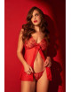 Babydoll rouge et string assorti - MAL7559RD Mapalé 